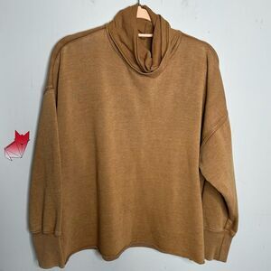 Aerie AEO Cozy Oversized Ribbed Turtleneck Sweatshirt Rust Color Size Medium